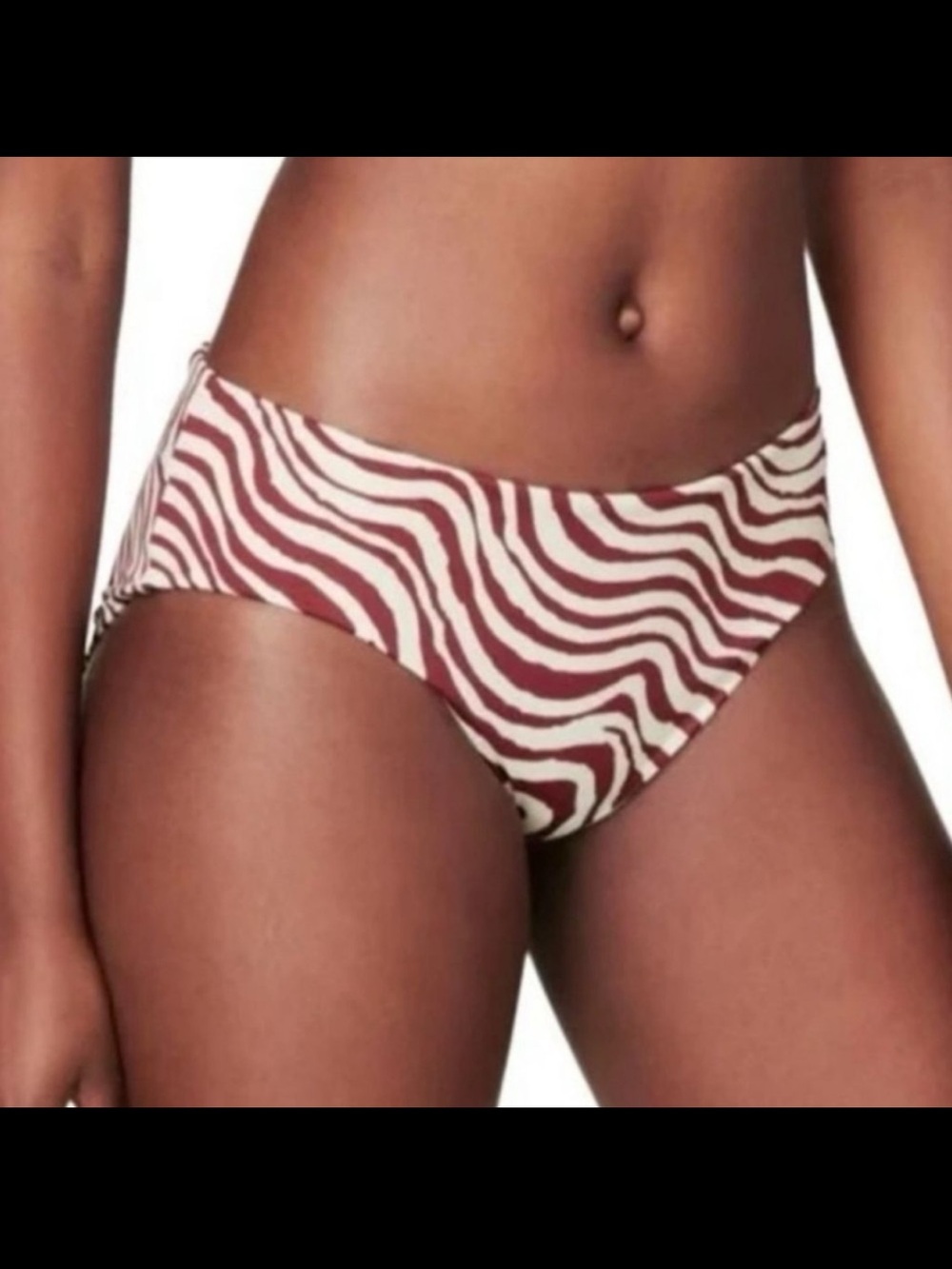 Andie Swim The Hipster Bikini Bottom Bias Stripe Truffle NWT Small